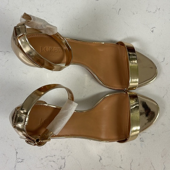 J. Crew Gold Metallic High-Heel Sandals, Ankle Straps, Size 9 1/2” New - Picture 15 of 16